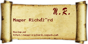 Mager Richárd névjegykártya